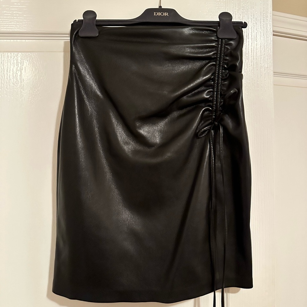 NANUSHKA vegan leather skirt with slit and ruching